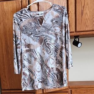 Women's Abstract Print Top - Brown and Black